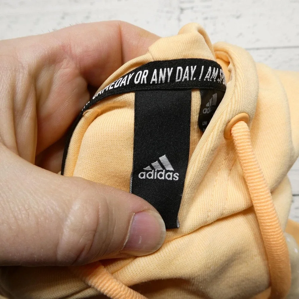 Adidas Hoodie Sweatshirt Mens Medium Yellow Peloton 3-Stripes Fleece Pullover